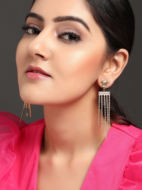 

TOKYO TALKIES X rubans FASHION ACCESSORIES Gold-Plated & White Contemporary Drop Earrings