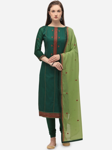 

mf Green Cotton Blend Unstitched Dress Material