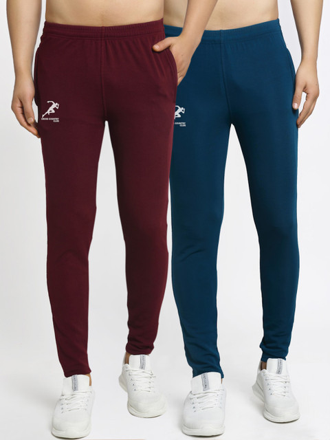 

GRACIT Men Pack Of 2 Solid Slim-Fit Track Pants, Blue