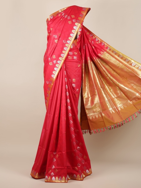 

Pothys Red & Gold-Toned Art Silk Woven Design Saree