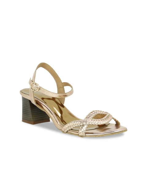

Inc 5 Women Rose Gold-Toned Woven Design Block Heels