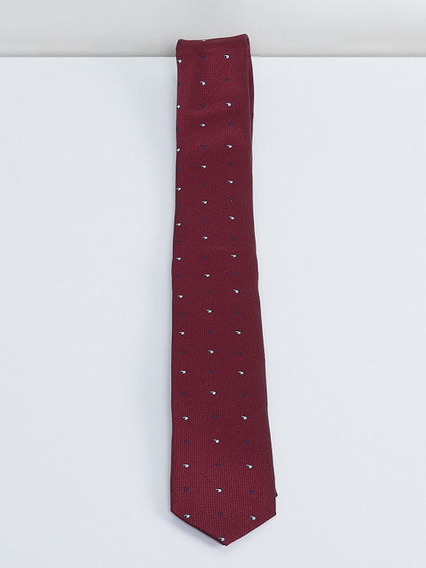 

max Maroon Woven Design Broad Tie