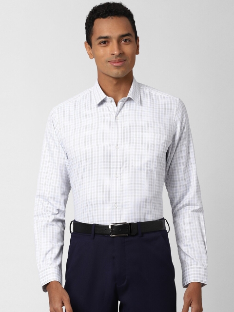 

Peter England Men White Regular Fit Checked Formal Shirt
