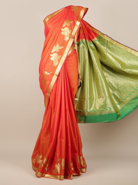 

Pothys Orange & Green Art Silk Solid Saree