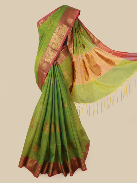

Pothys Green Woven Design Cotton Blend Saree