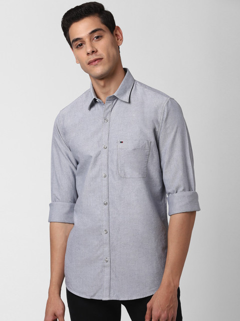 

Peter England Casuals Men Grey Slim Fit Self Design Casual Shirt