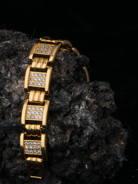 

Alankruthi Gold-Plated & White Handcrafted AD Studded Wraparound Bracelet