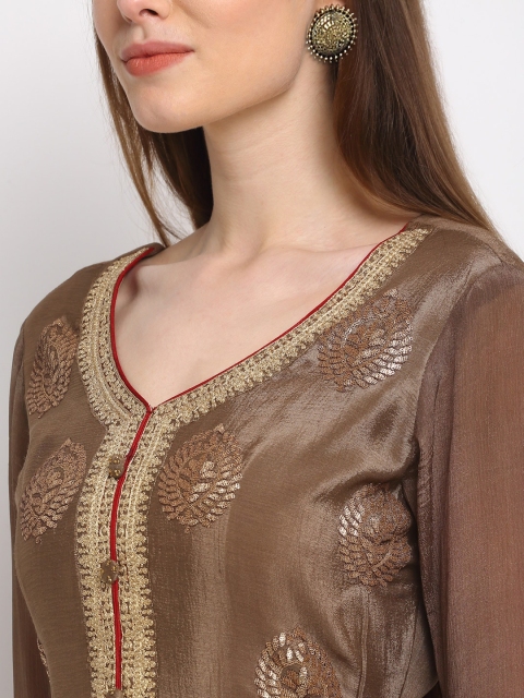 

Stylee LIFESTYLE Brown & Maroon Cotton Blend Unstitched Dress Material