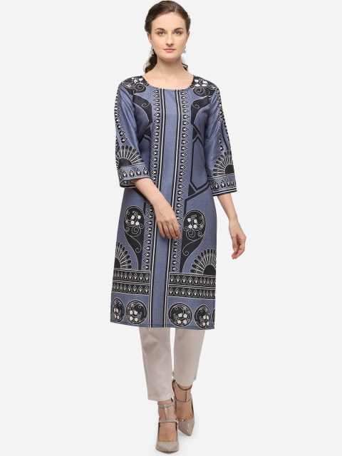 

Venisa Women Blue Ethnic Motifs Printed Kurta