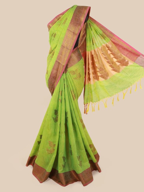 

Pothys Green Woven Design Cotton Blend Saree