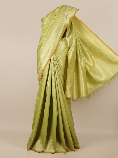 

Pothys Green Pure Silk Woven Design Banarasi Saree With Tasseled Pallu