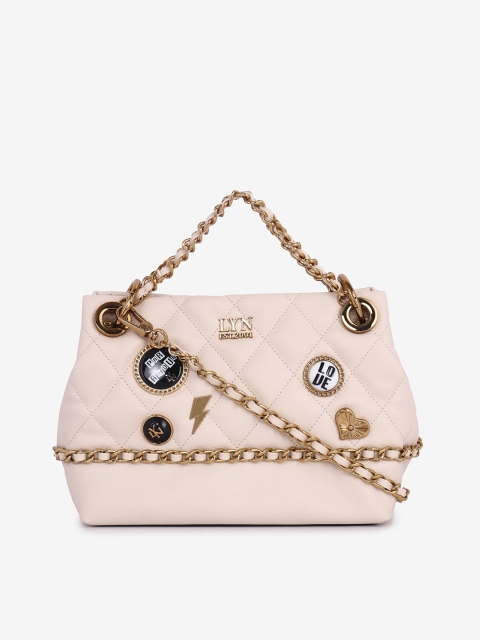 

LYN Cream-Coloured Self Design Handheld Bag