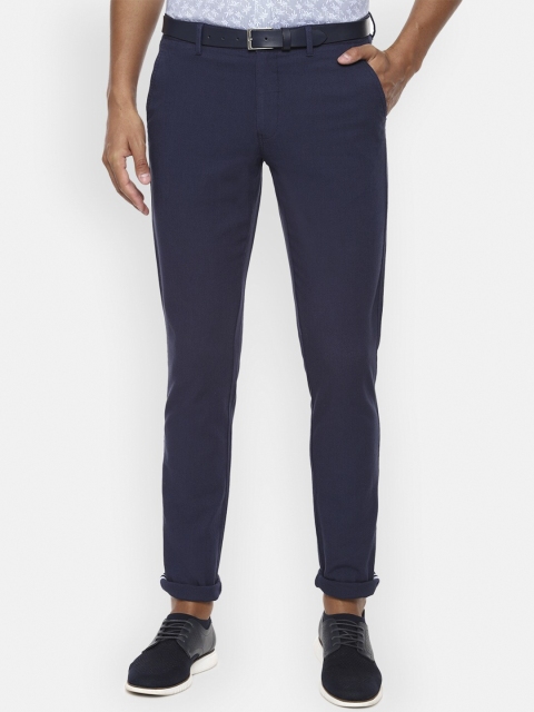 

Van Heusen Sport Men Navy Blue Slim Fit Self Design Regular Trousers