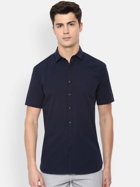 

V Dot Men Navy Blue Slim Fit Casual Shirt