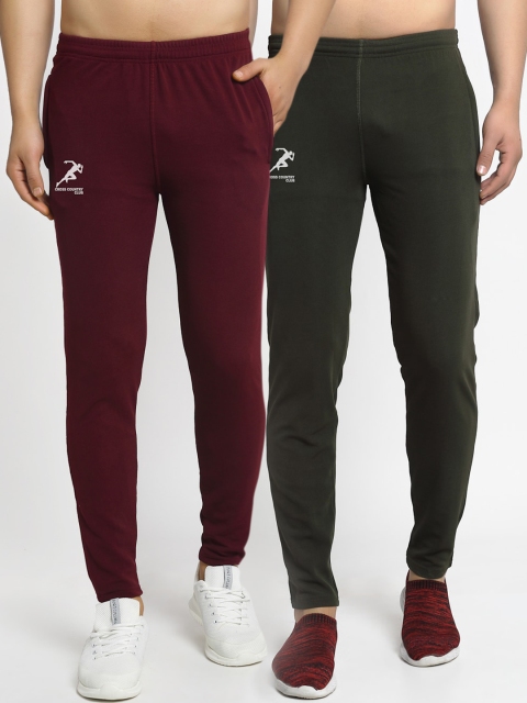 

GRACIT Men Pack Of 2 Solid Dry-Fit Track Pants, Maroon