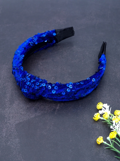 

Golden Peacock Blue Sequin Embellished Hairband