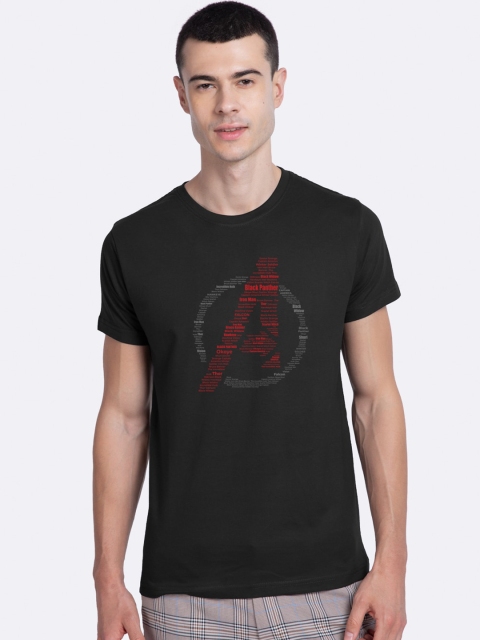 

Bewakoof Men Black Avengers Printed Round Neck Cotton Pure Cotton T-shirt