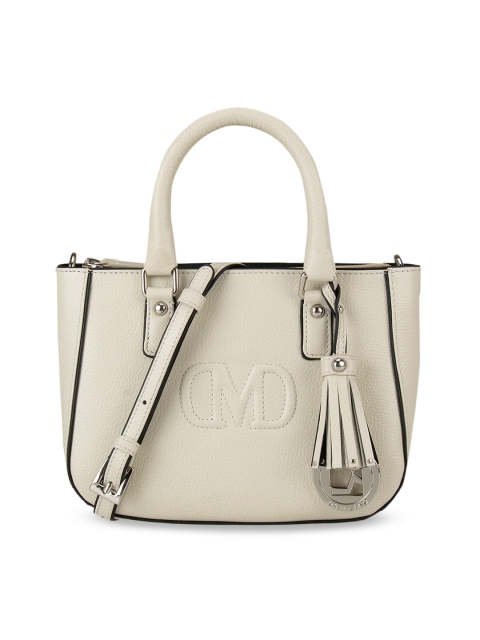 

Da Milano Off-White Solid Handheld Leather Bag