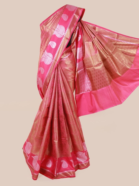 

Pothys Pink Woven Design Tanchoi Kora Art Silk Saree