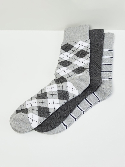 

max Men Pack Of 3 Assorted Patterned Calf-Length Socks