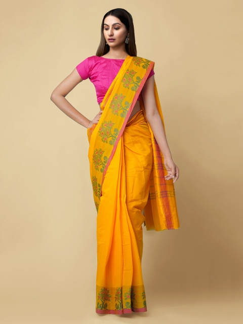 

Unnati Silks Orange Pure Cotton Woven Design Chettinad Saree