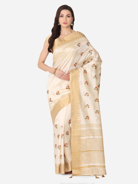 

BOMBAY SELECTIONS Cream-Coloured Woven Design Art Silk Saree