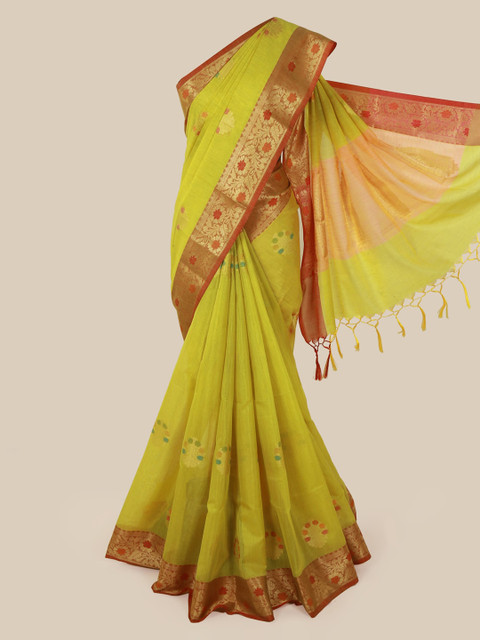 

Pothys Green Woven Design Cotton Blend Saree