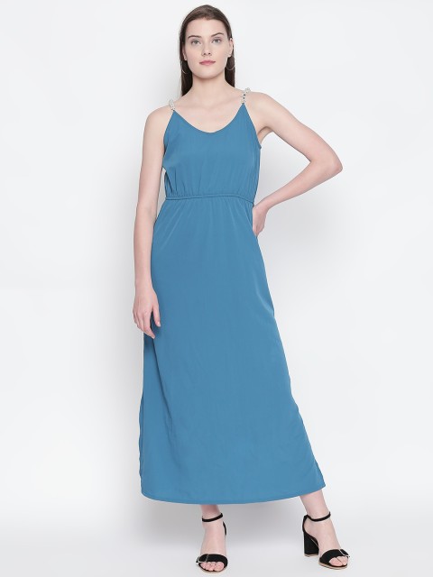

Forever Glam by Pantaloons Women Teal Solid Maxi Dress
