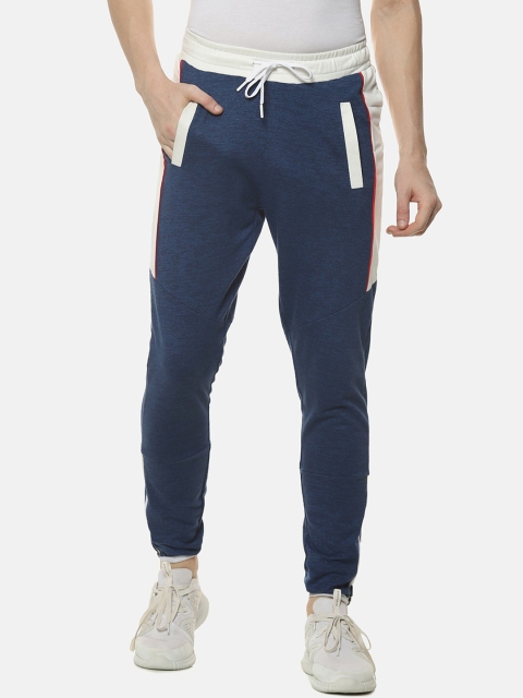 

Campus Sutra Men Navy Blue & White Colorblocked Track Pants