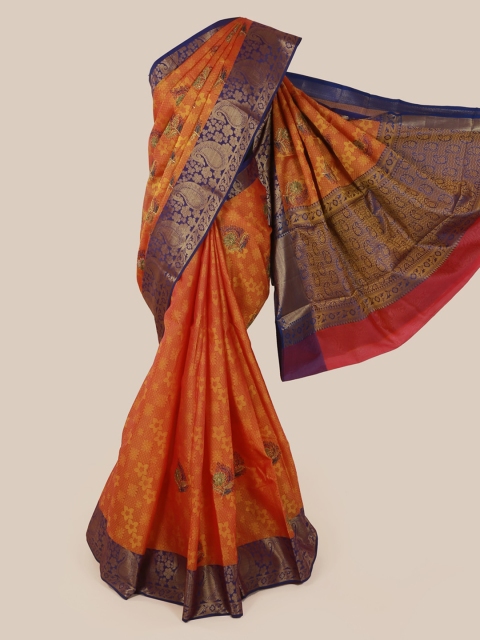 

Pothys Orange & Blue Art Silk Woven Design Saree