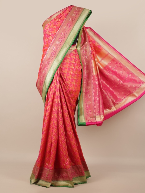 

Pothys Pink Pure Silk Woven Design Banarasi Saree With Tasseled Pallu