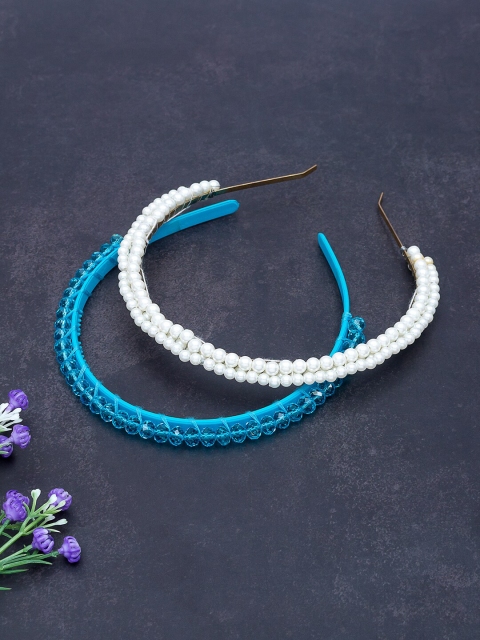 

Golden Peacock Pack Of 2 Beaded Hairbands, Blue