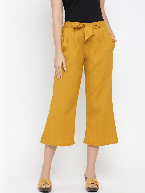 

Meee Women Mustard Regular Fit Solid Culottes