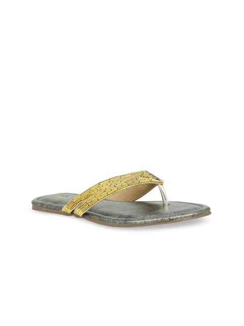 

Inc 5 Women Gold-Toned Solid Open Toe Flats