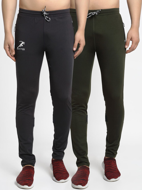 

GRACIT Men Pack Of 2 Solid Dry-Fit Track Pants, Charcoal