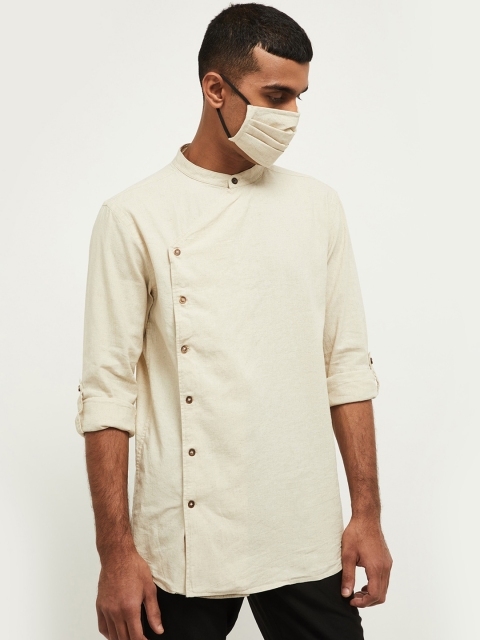 

Max Men Off White Solid Straight Kurta
