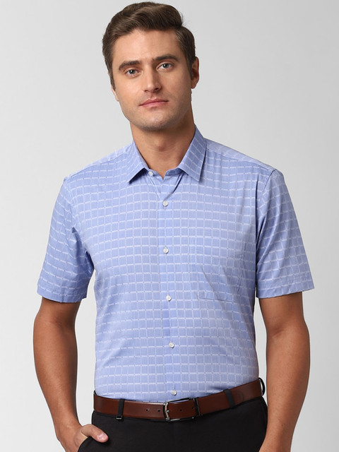

Peter England Men Blue Regular Fit Checked Casual Shirt
