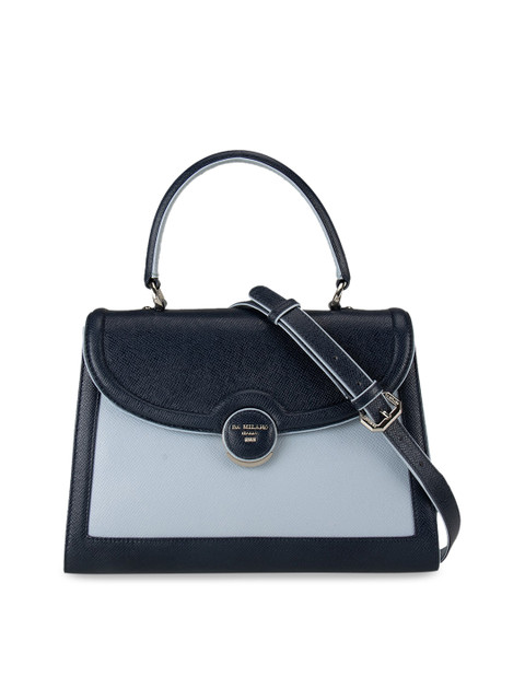

Da Milano Blue Colourblocked Handheld Leather Bag