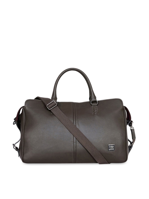

Justanned Unisex Brown Textured Leather Duffel Bag