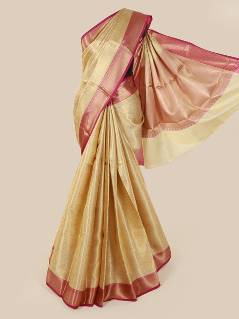 

Pothys Cream-Coloured & Pink Art Silk Woven Design Saree