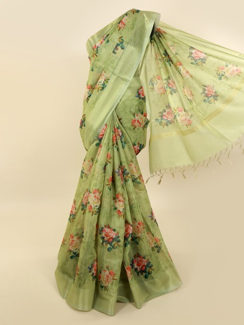 

Pothys Green Printed Tissue Saree
