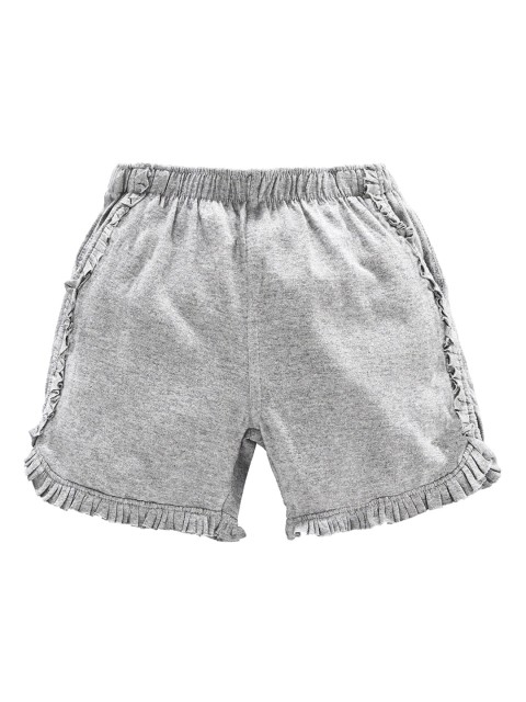 

KiddoPanti Girls Grey Melange Solid Regular Fit Hot Pants