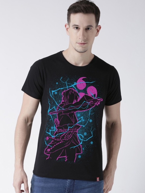 

ComicSense.xyz Men Black Printed Round Neck T-shirt