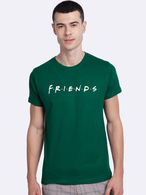 

Bewakoof Men Green Friends Printed Round Neck Cotton T-shirt
