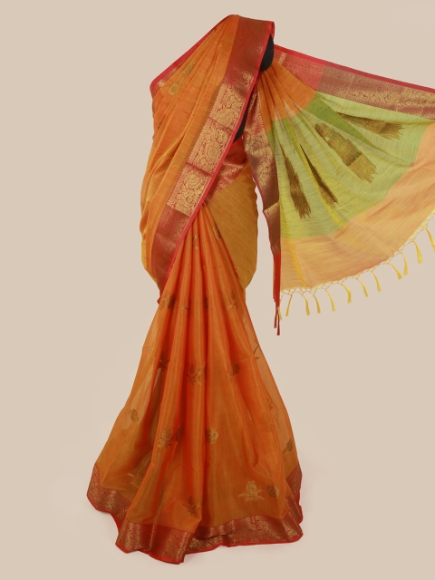 

Pothys Orange Woven Design Cotton Blend Saree