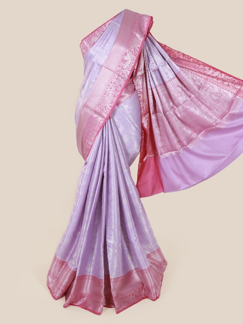 

Pothys Lavender & Silver-Toned Art Silk Woven Design Saree