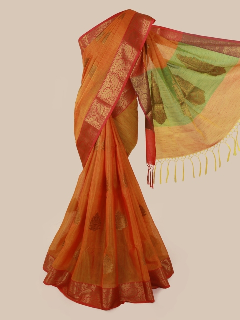 

Pothys Orange Woven Design Cotton Blend Saree
