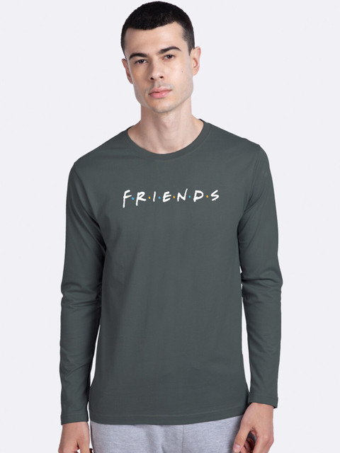 

Bewakoof Men Grey Friends Printed Round Neck Cotton T-shirt