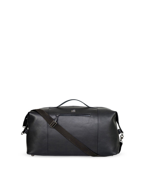 

Justanned Black Solid Leather Duffel Bag