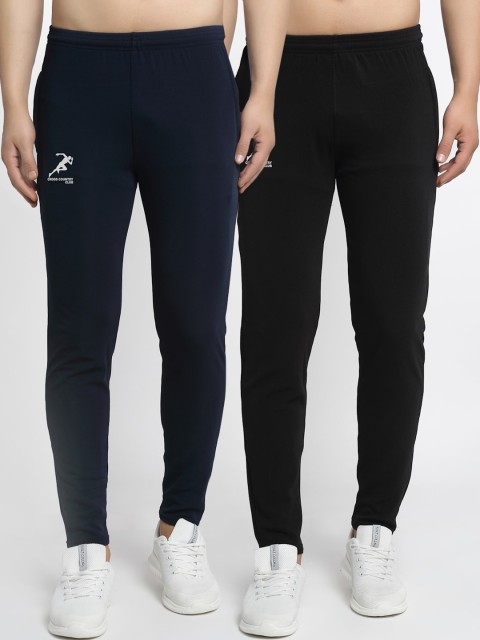

GRACIT Men Pack of 2 Solid Dry-Fit Track Pants, Black